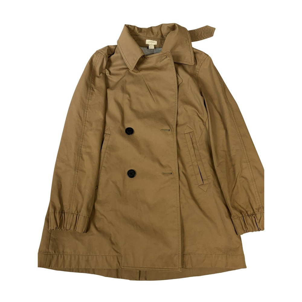 J.Crew Womens Khaki Tan Double Breasted Trench Coat Anchor Buttons Size 14